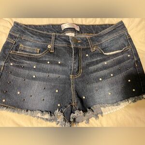 No Boundaries Blue Studded Jean Shorts